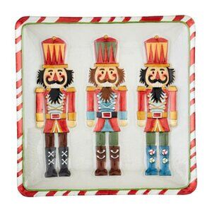 Nutcracker Tray Mud Pie  - Nutcracker Glass Christmas Tray - 12 1/4" x 12 1/4"